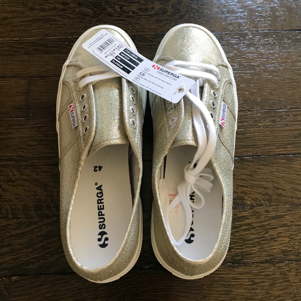 Superga Platinum sparkly sneakers